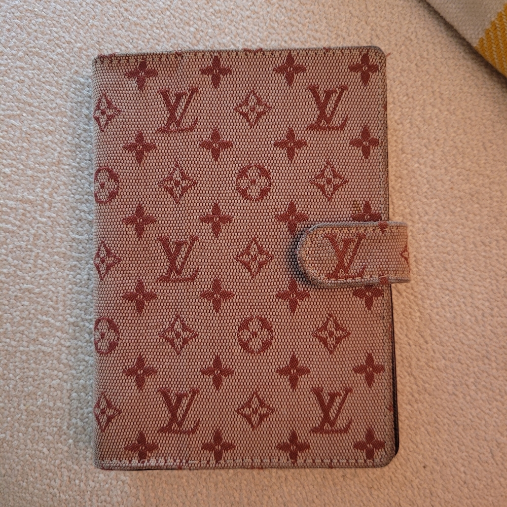 Louis Vuitton red Lin monogram agenda PM